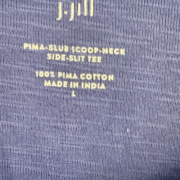 J. Jill Slub Knit Tee Blue Scoop Neck Short Pima Cotton Top - Picture 4 of 6